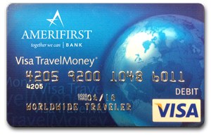Blue Amerifirst Bank Visa TravelMoney Visa Debit Card